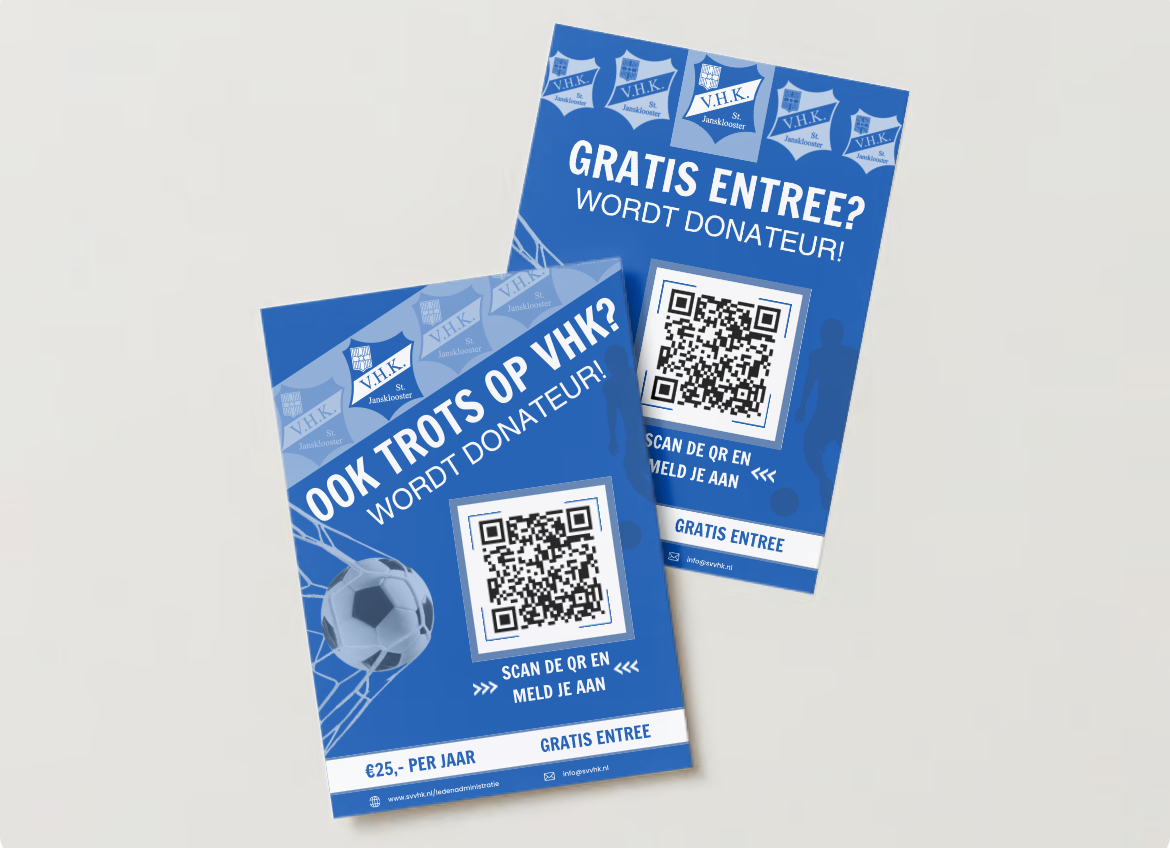 Voor- en achterzijde van de oorspronkelijke VHK-donateursflyer